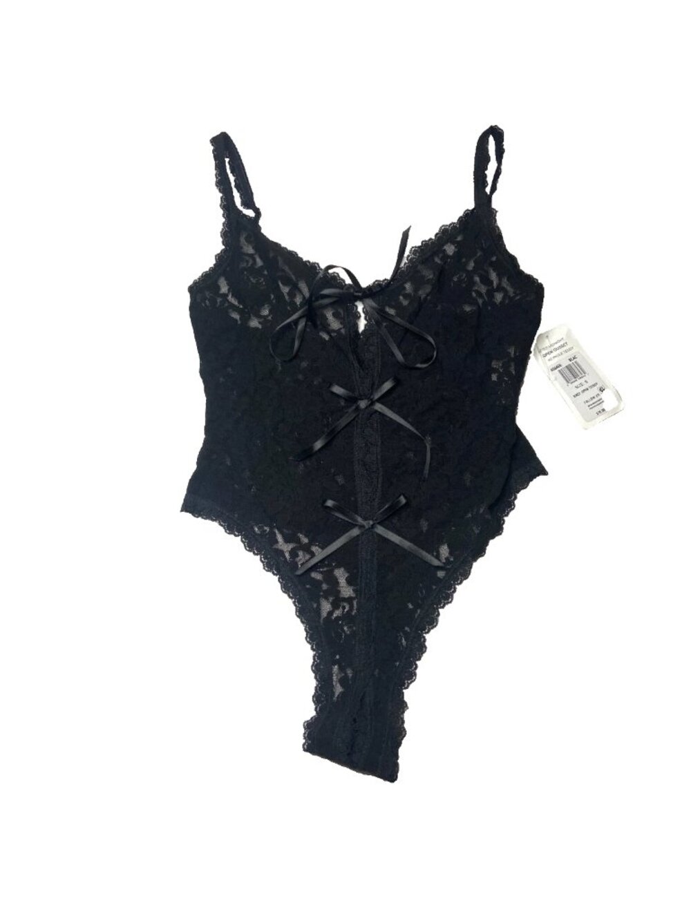 Hanky Panky NWT Black Lace Teddy Bodysuit Front Tie S Goth Witchy Whimsygoth